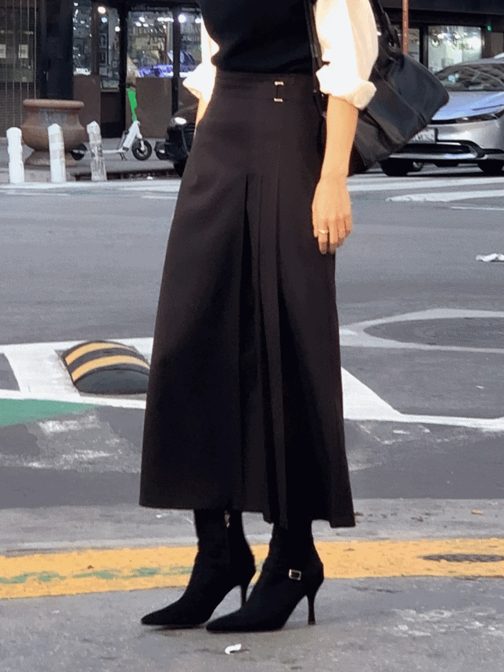 토드 버클 장식 플리츠 스커트 2color