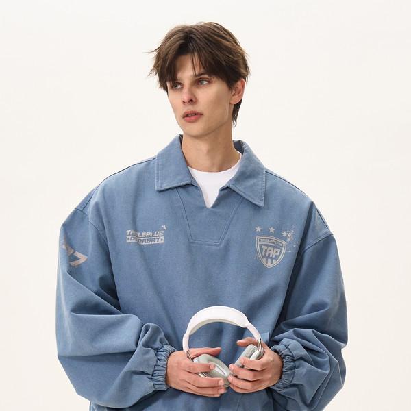 retro old washed canvas pullover