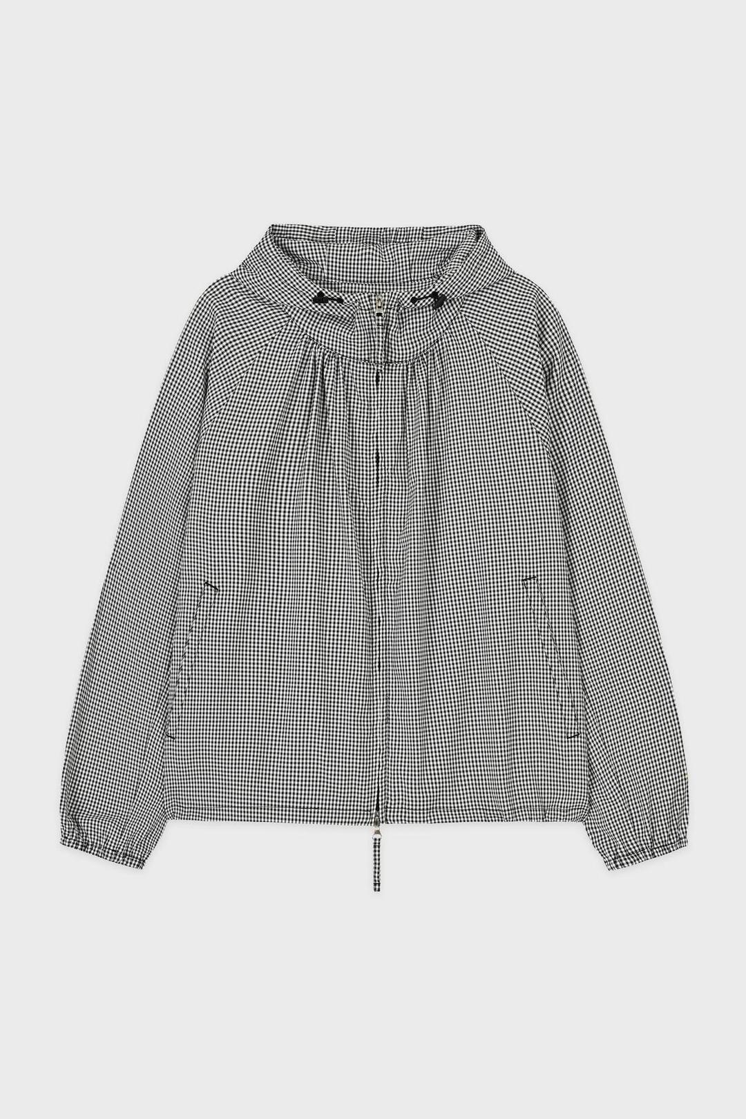 Shirring Hoodie Windbreaker (Black)