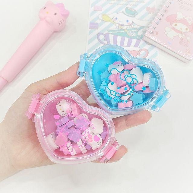 [정품] 귀여운 키티 지우개&하트통 set