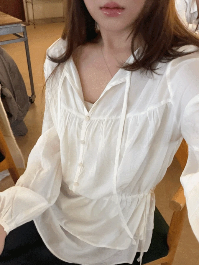 세리 레이어드 스트링 롱 블라우스 2color