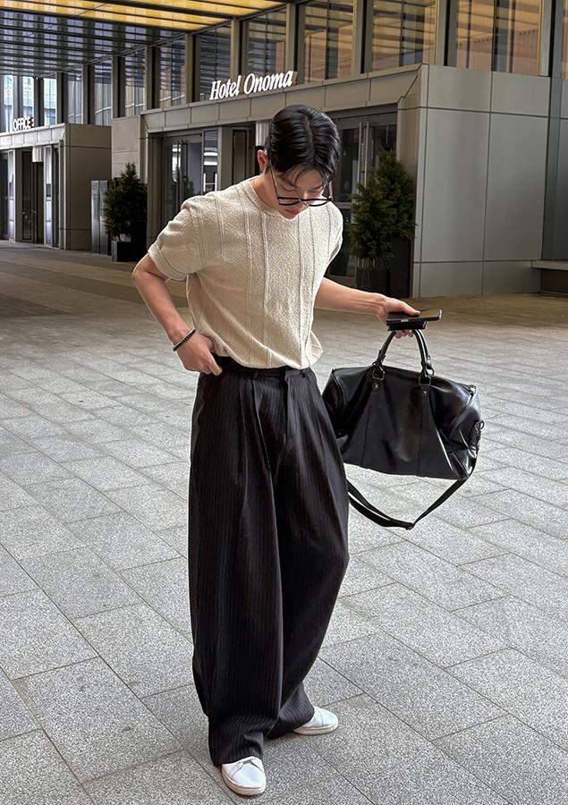 [당일발송]플릭 워셔블 부클 반팔 니트