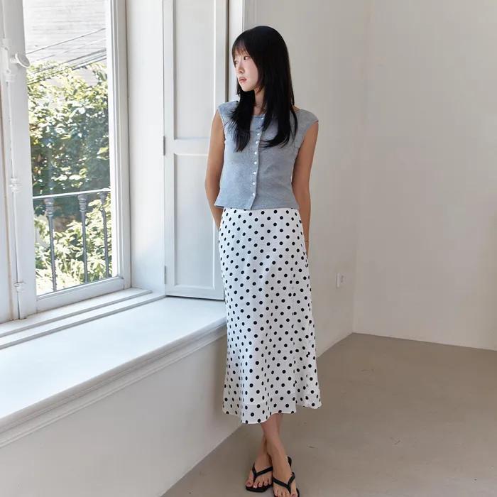 Lou Dot Skirt_White [Half/Long]