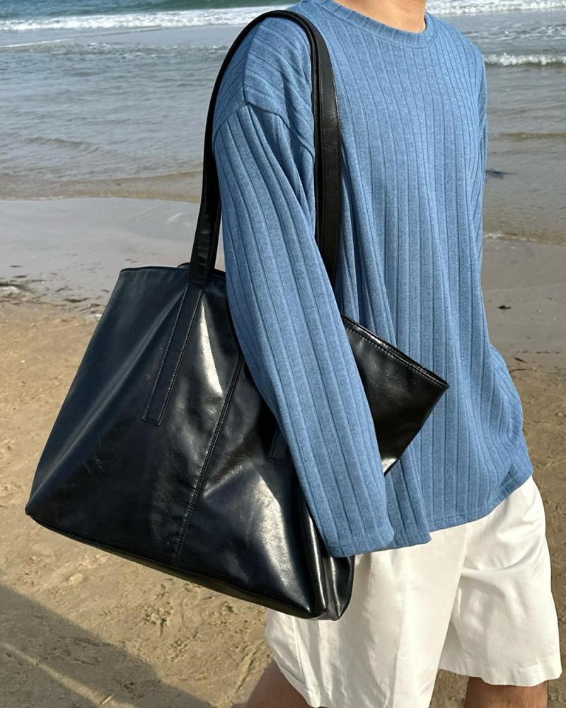 Summer Light Sleeves,남자 여름 시원한 골지 긴팔 니트 티셔츠