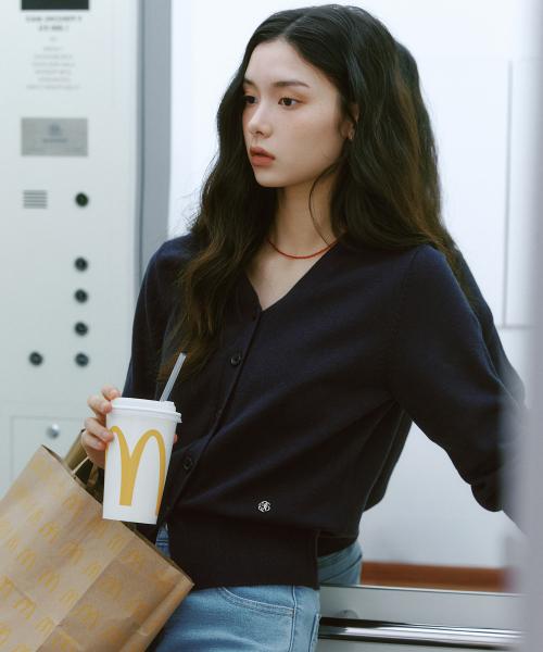 올데이 브이넥 가디건_RMCKF23R98_Dark Navy