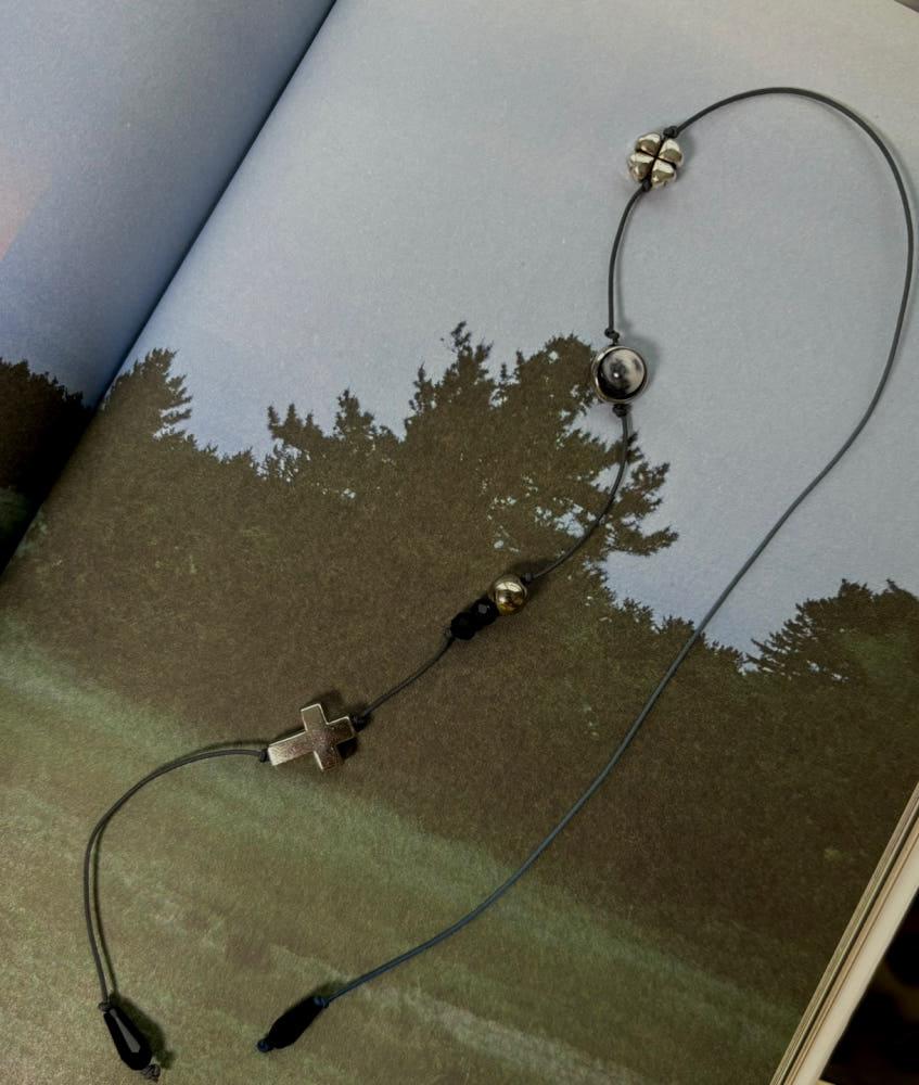 실버 스톤 비즈 책갈피 북마크