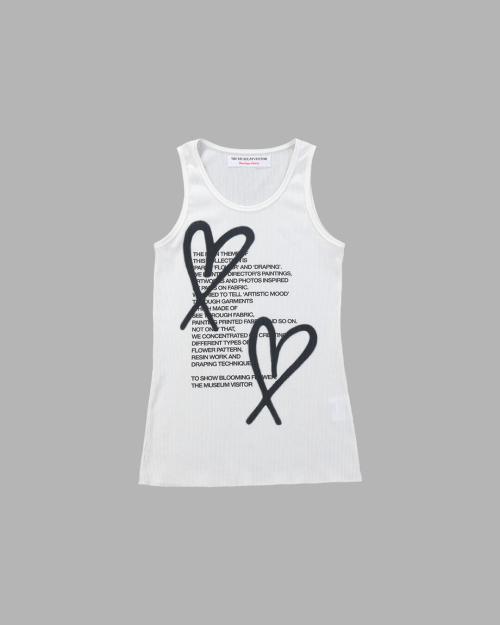 더뮤지엄비지터(THEMUSEUMVISITOR)  HEART PRINTED SLEEVELESS (WHITE) - 사이즈 & 후기 | 무신사
