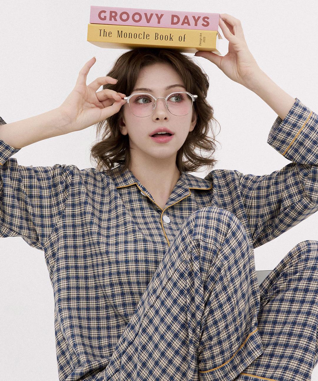 코튼라이크 머핀 긴팔 커플 잠옷 세트