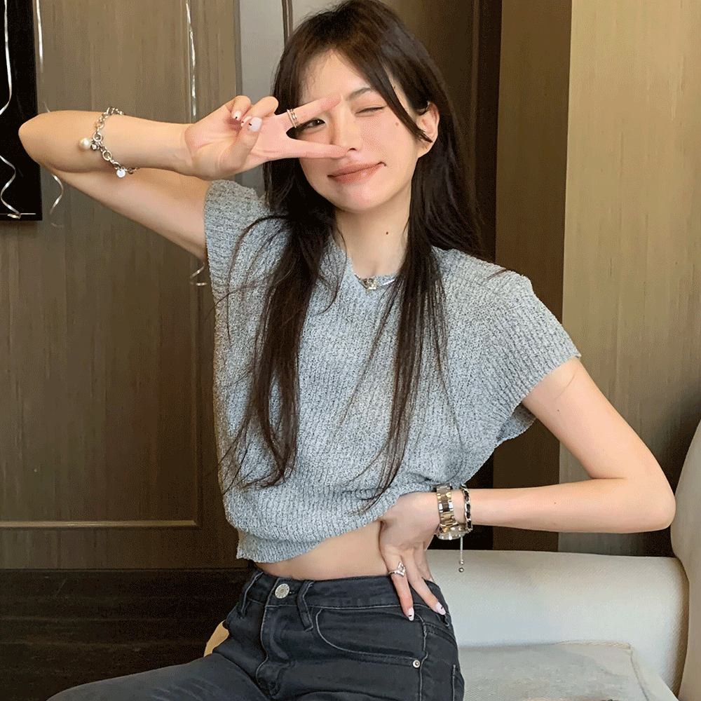 버너 네트 반소매 그물 반팔 니트