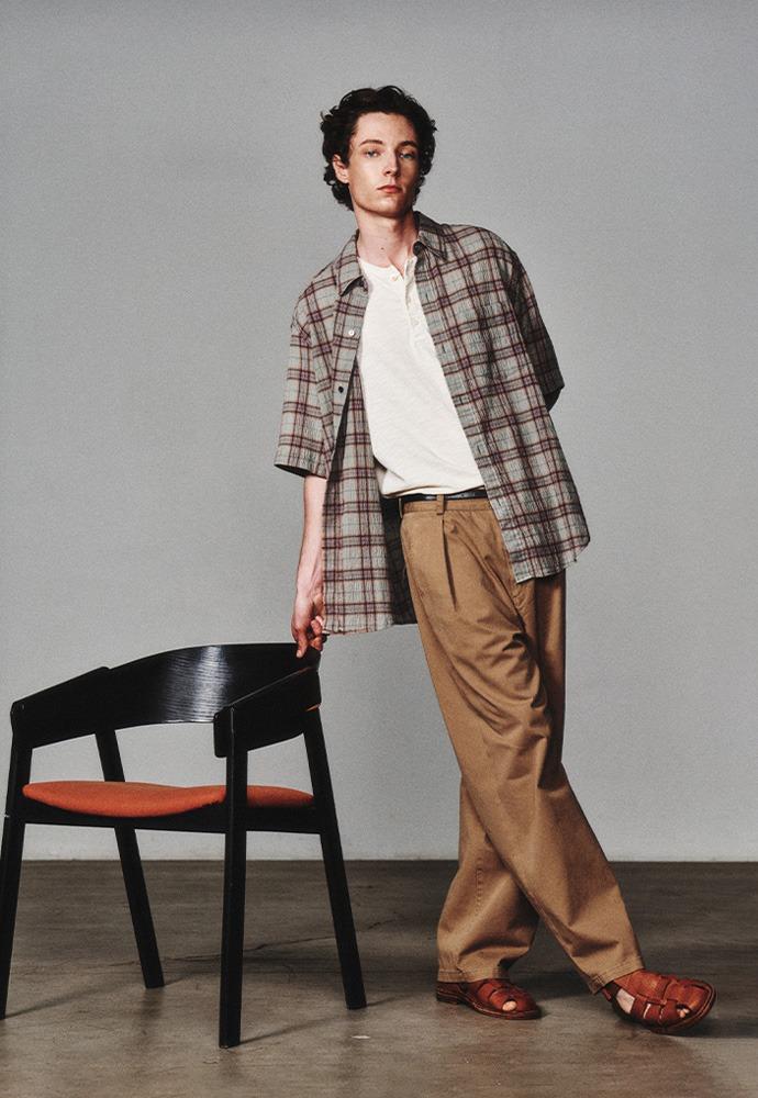 Vintage Check Half Shirt_Jade
