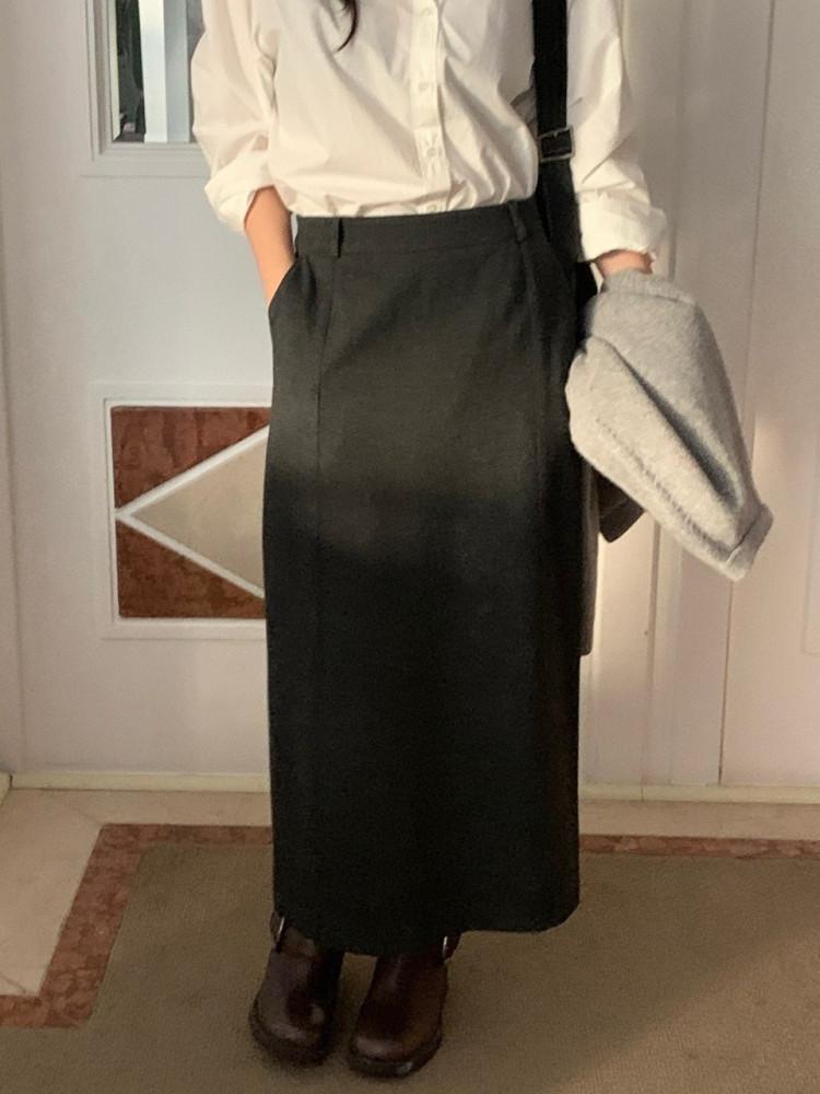 베르가못 벨라 울 스커트 H라인 맥시 롱치마 (2 color)