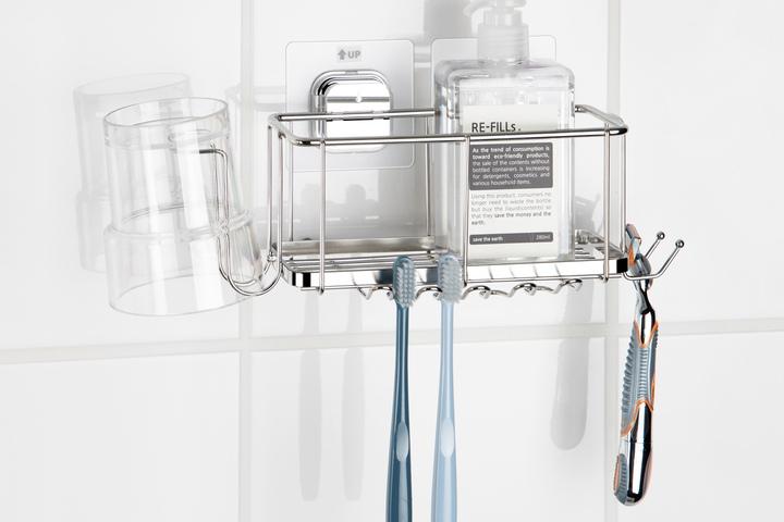 칫솔걸이세트 F180 압연 스텐 욕실용품 무타공 부착식 밀착패드