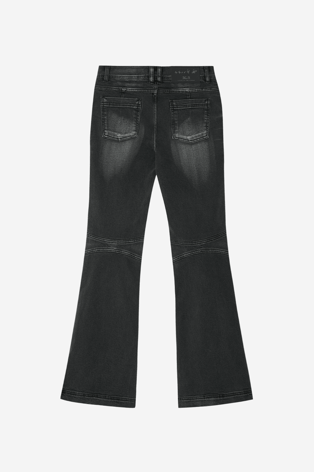 EMBOSSED WAVE WASHING BOOTS CUT DENIM PANTS GREY (W)