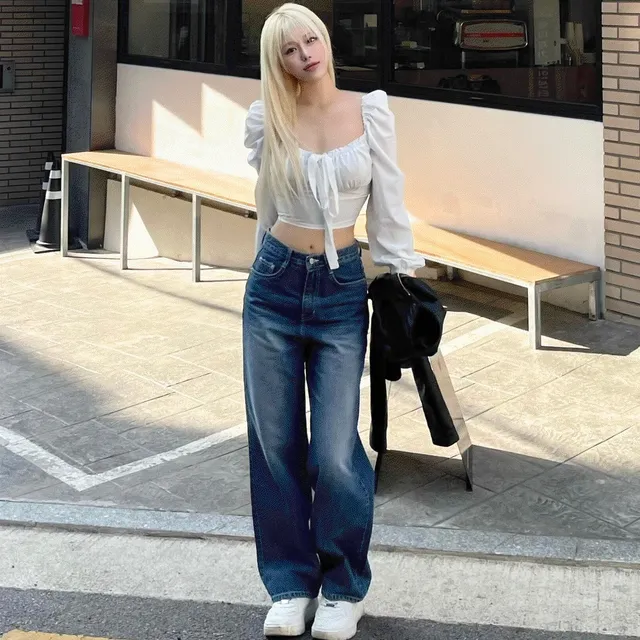 [워싱예쁜/꼭 추천] 코발트 워싱 와이드 데님 팬츠
