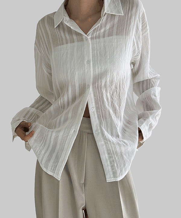 매니크 [무료배송] 퓨이 시스루 스트라이프 셔츠