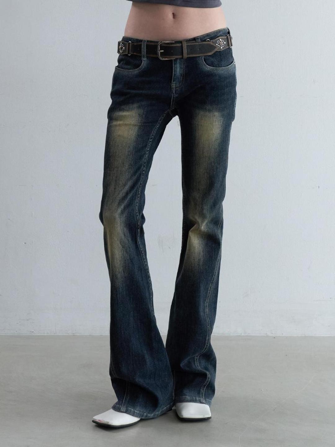 GRADATION BOOTS CUT DENIM PANTS [DEEP BLUE]