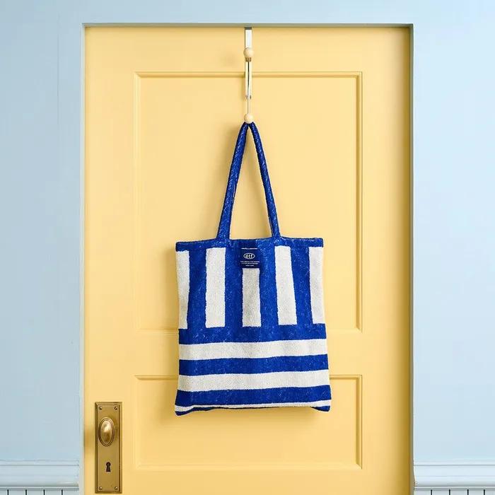 스트라이프 타월 테리백 블루