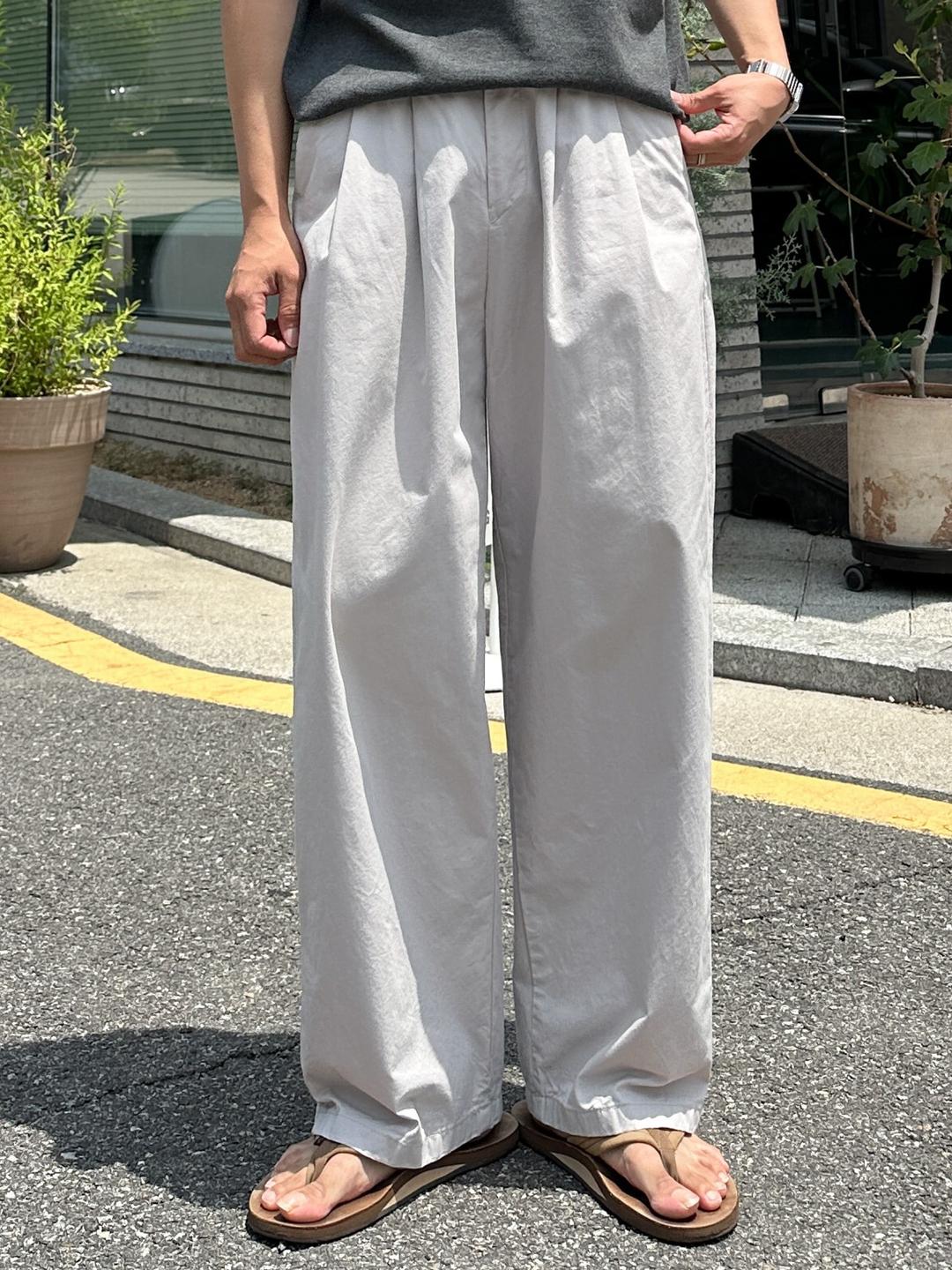 nelson pin-tuck wide pants (GRAY)