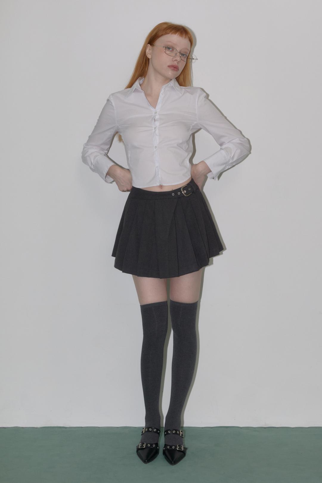 Classic pleats skirt charcoal