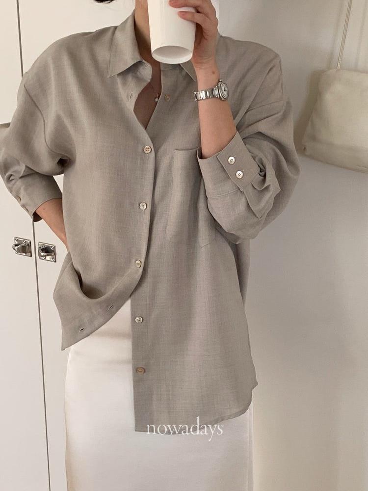 founders 파운더스 이베뜨 셔츠 코튼 긴팔 카라 포켓 남방 (3col)