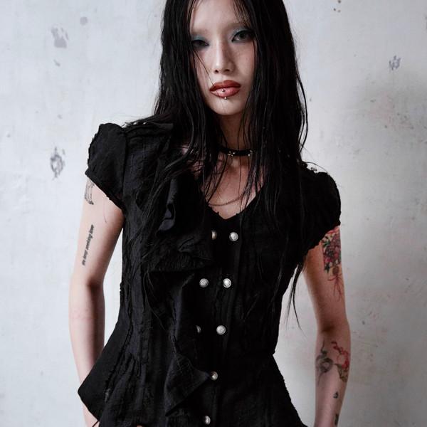 Mili Grunge Blouse (BLACK)