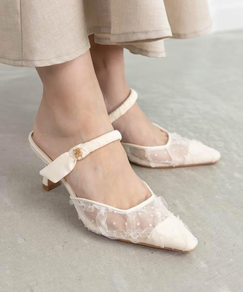 【SALE】スカーフデザインミュールパンプス