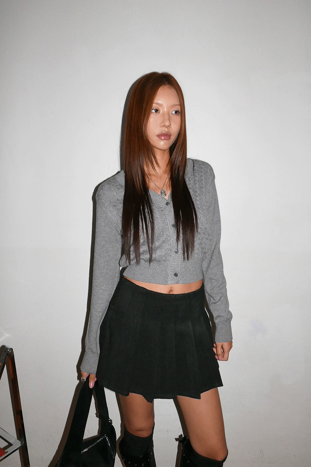 MESSY TWIST V-NECK KNIT CARDIGAN / 메시 트위스트 V넥 니트 가디건