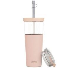 아소부 보온보냉 빨대 텀블러 앤 스테인리스컵 2IN1 마리나  핑크, 845ml