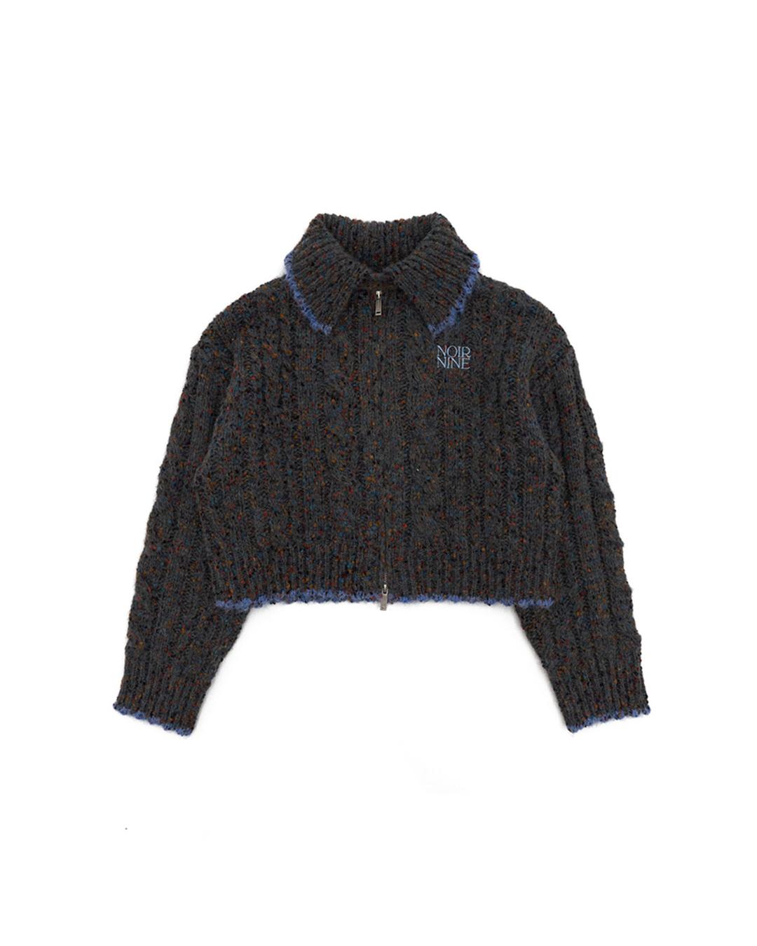 Popcorn Knit Zip-Up [CHARCOAL]
