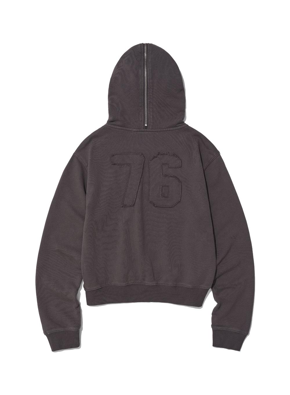 [WOMEN] 76 APPLIQUE DUAL HOODIE ZIP-UP_BROWN