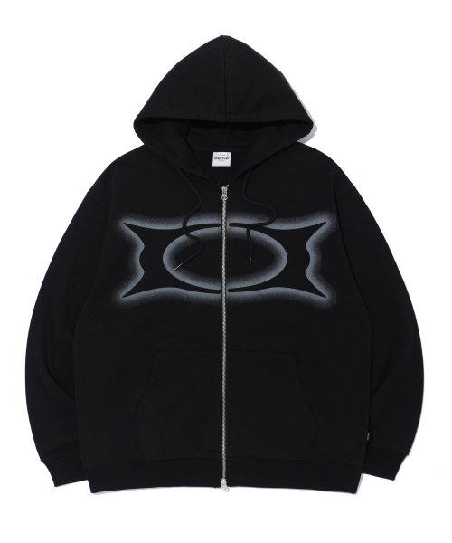 WORMHOLE LOGO HOODIE ZIP-UP BLACK