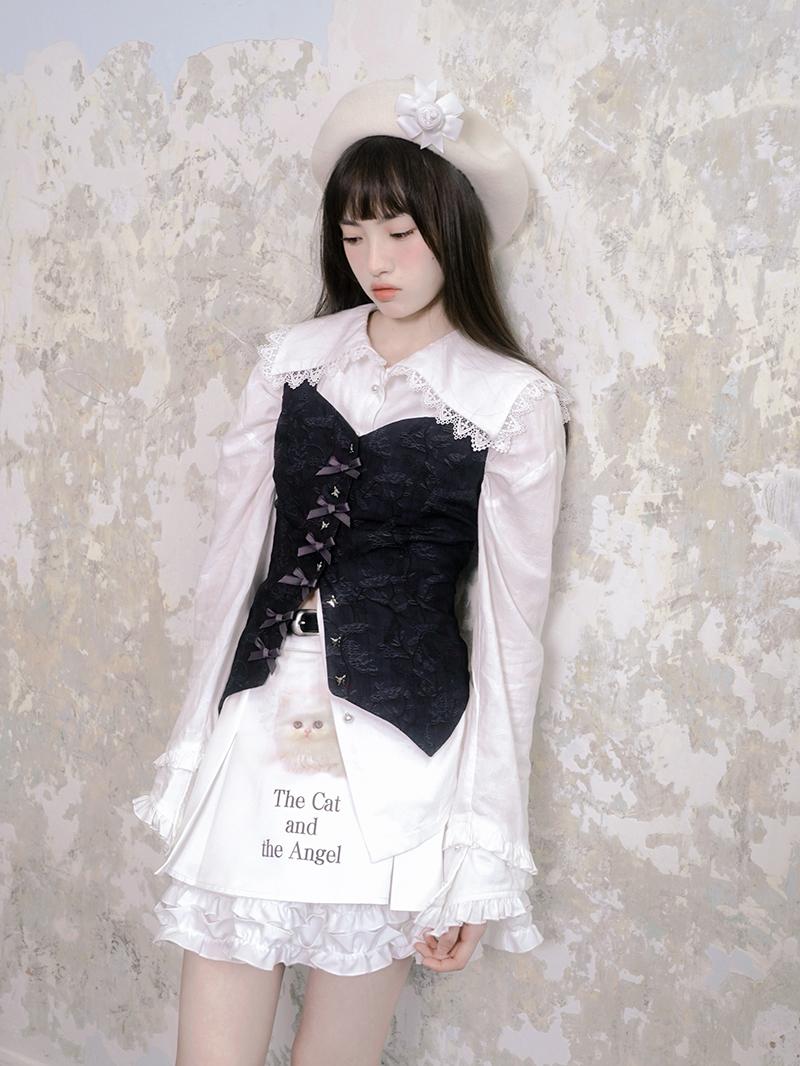 Angel Heart Buckle Jacquard Vest [3color]