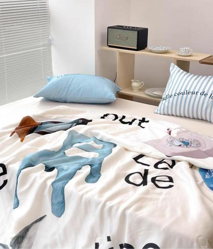 텐셀 60수 키치 블루 오브제 여름 이불 얇은 차렵이불