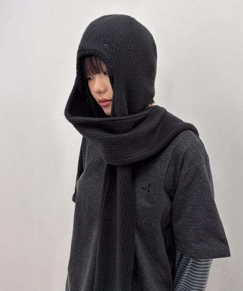 BPT 미니 로고 후드 머플러 블랙