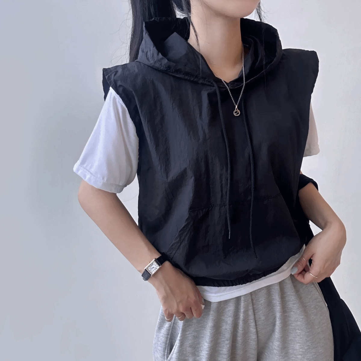 [데일리/바스락소재!/무료배송] 리지,바스락 아노락 후드 조끼 [4color]