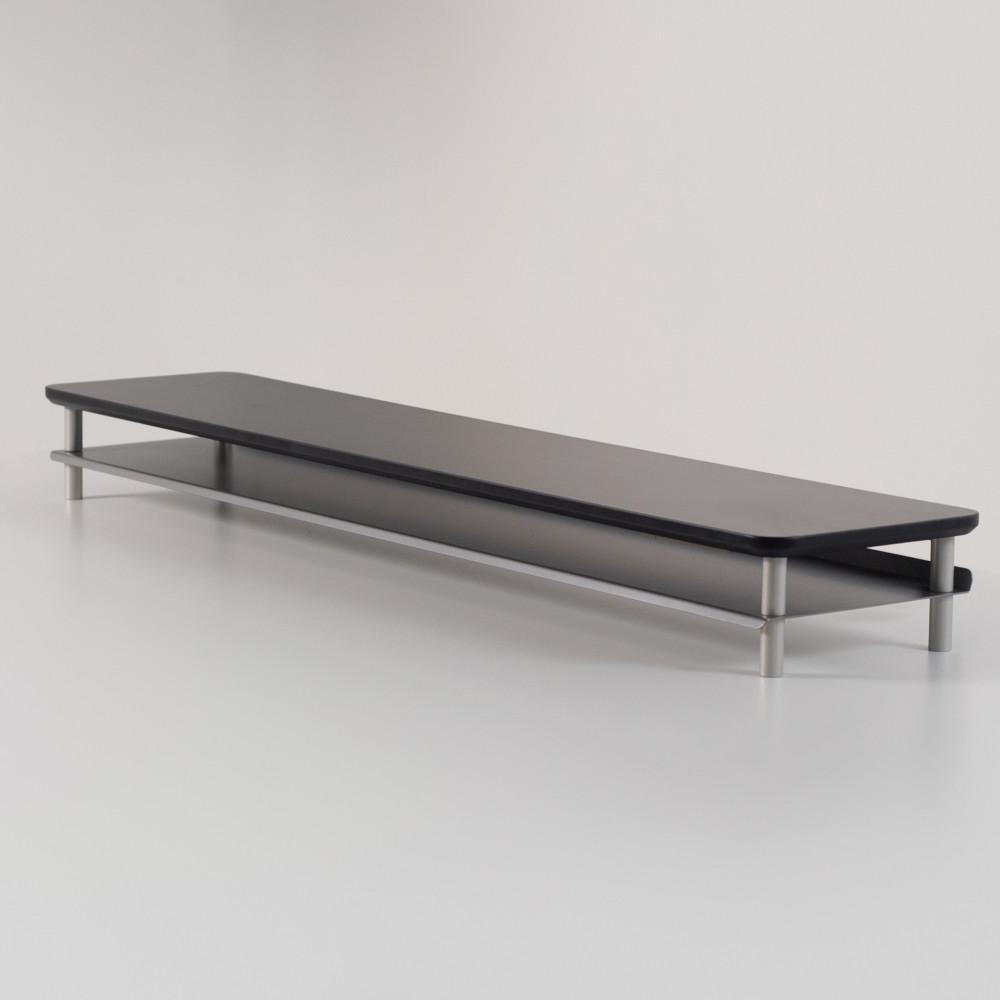 오프레임 듀얼 모니터 받침대 프리미엄 선반 고급 원목 높이조절