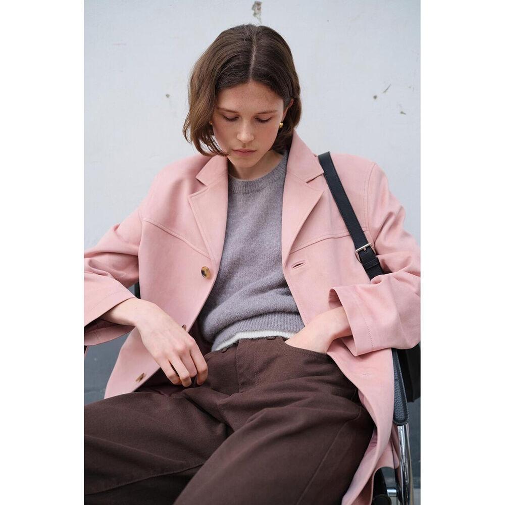 UNISEX VEGAN SUEDE HALF JACKET SOFT PINK_UDJA4C110P1