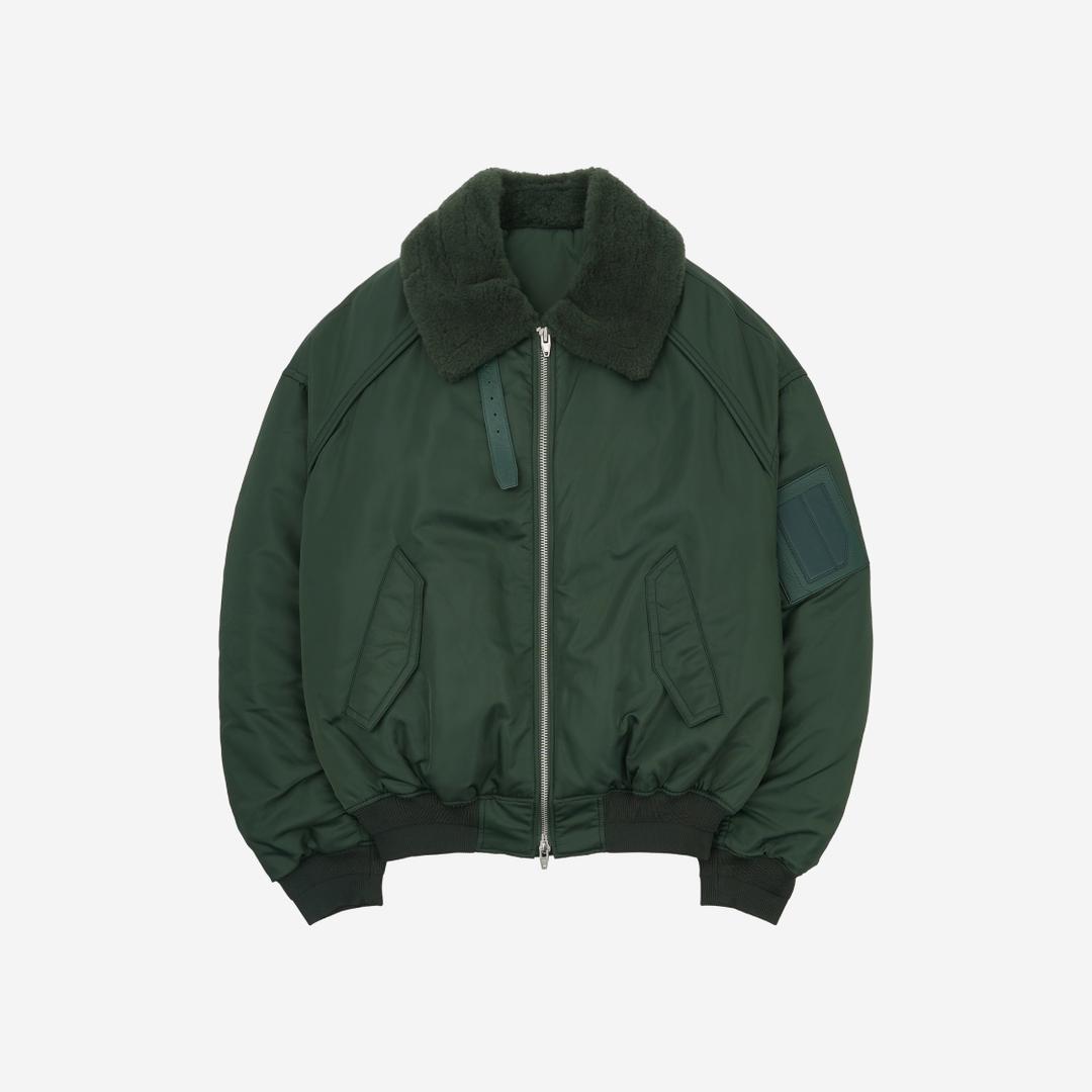 Juun.J MA-1 Faux Shearling Bomber Jacket Khaki