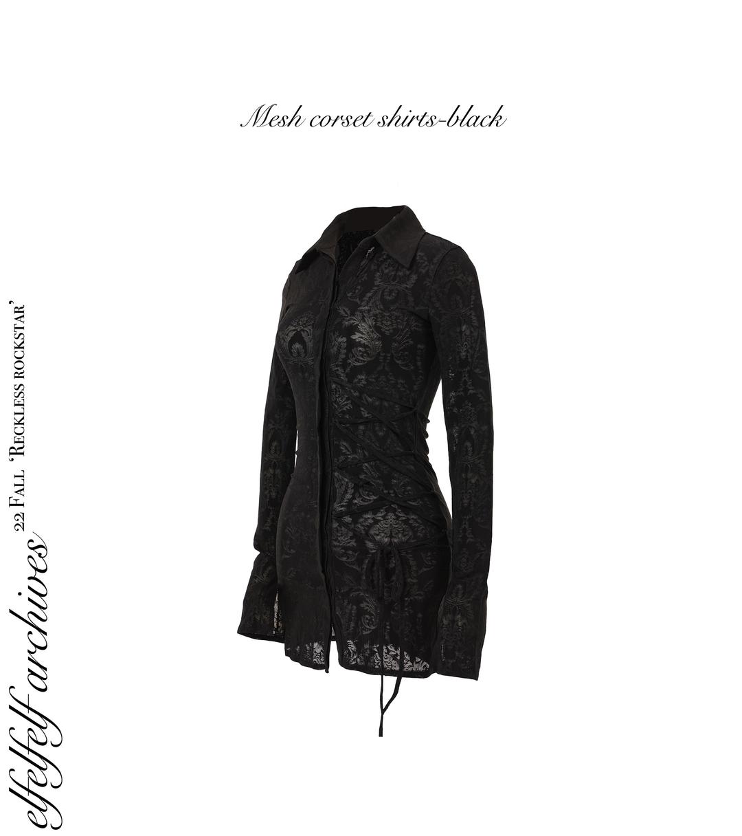 [pre-order]MESH CORSET SHIRTS - BLACK