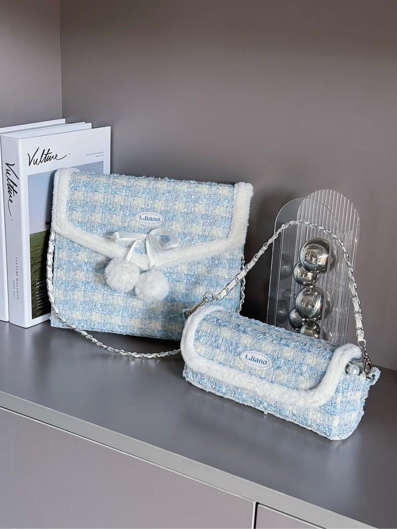 수심 Blue Tweed Binder Box 블루 트위드 바인더 보관함 필통 A5 파우치
