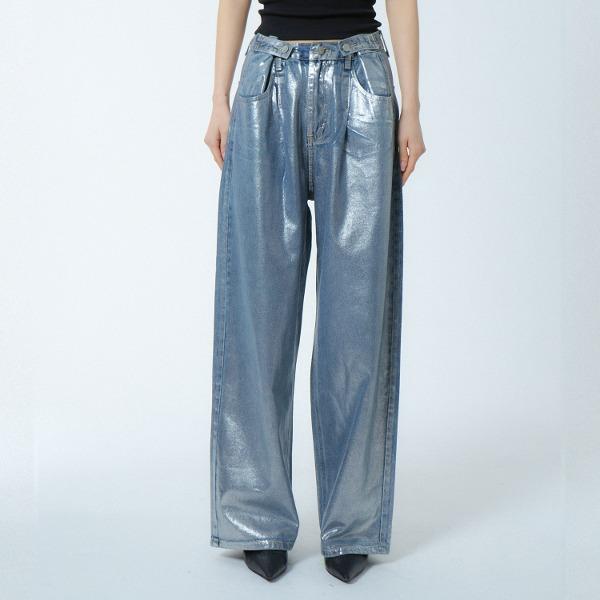 [언노운플라넷] 턱 와이드 포일 데님