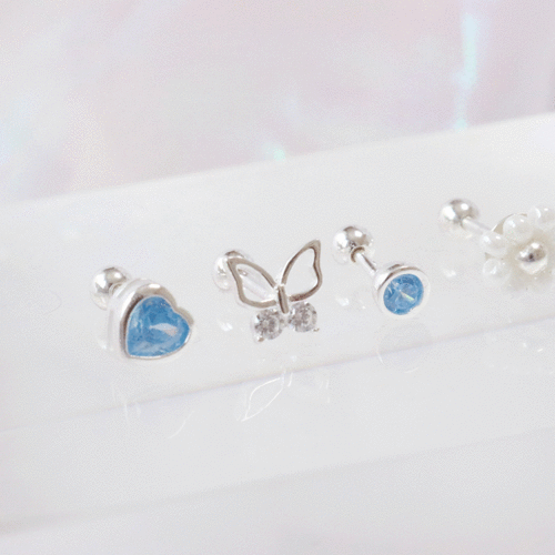 [Silver 925] 파스텔 진주 나비 피어싱 / 2 color