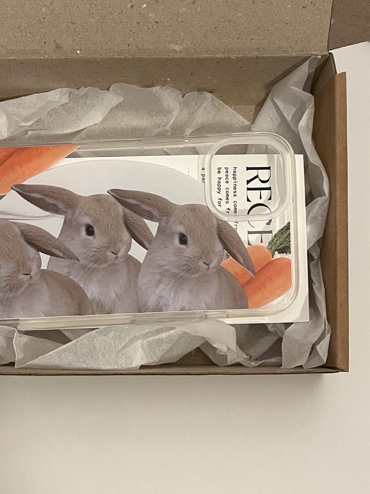 새해 토끼 당근 감성 투명 젤하드 케이스