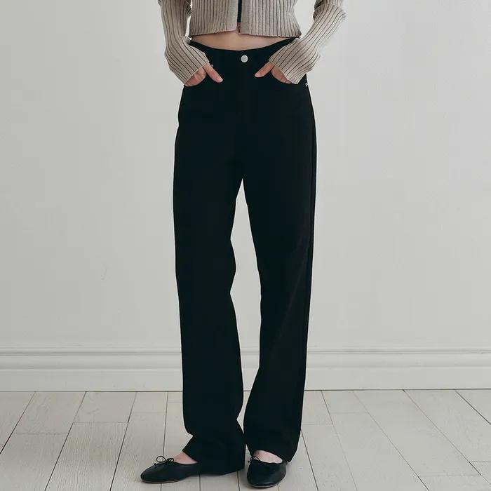 이지 코튼 데님 팬츠 - 블랙