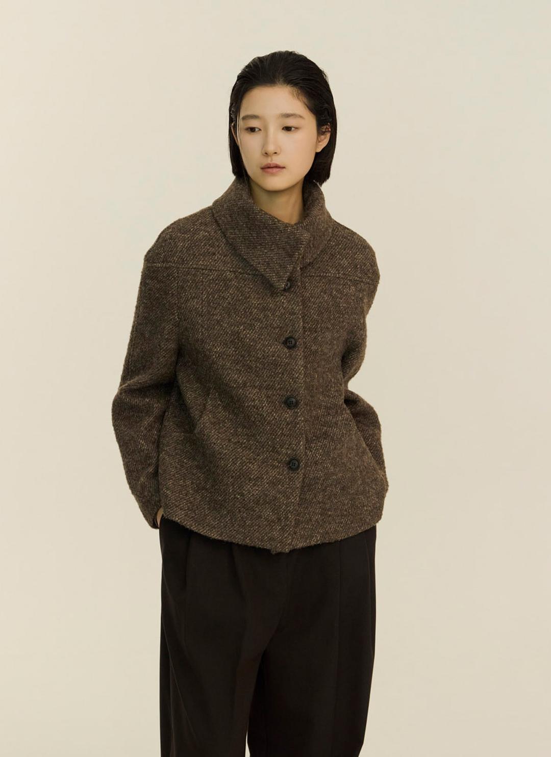 classic curve collar short coat_brown (11/10 이내 출고)
