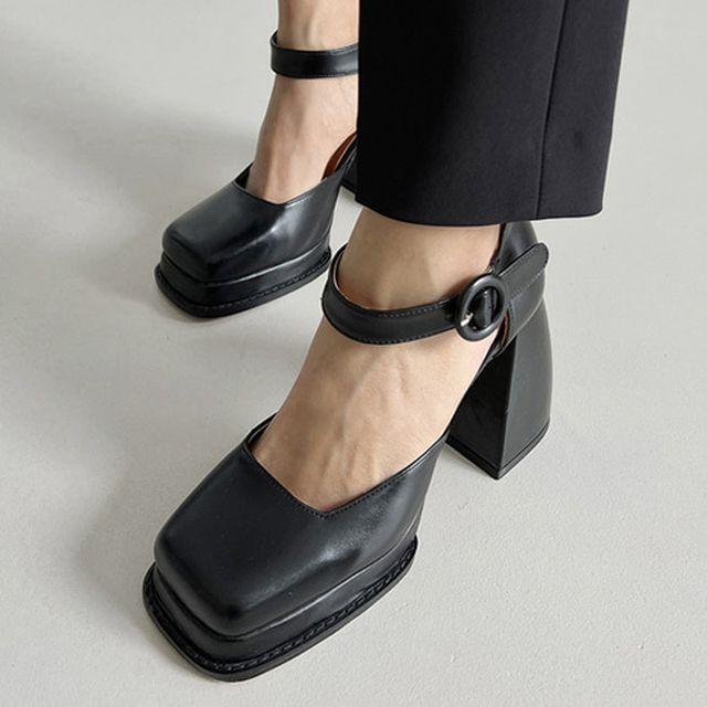 10cm 통굽 가보시 높은굽 하이힐