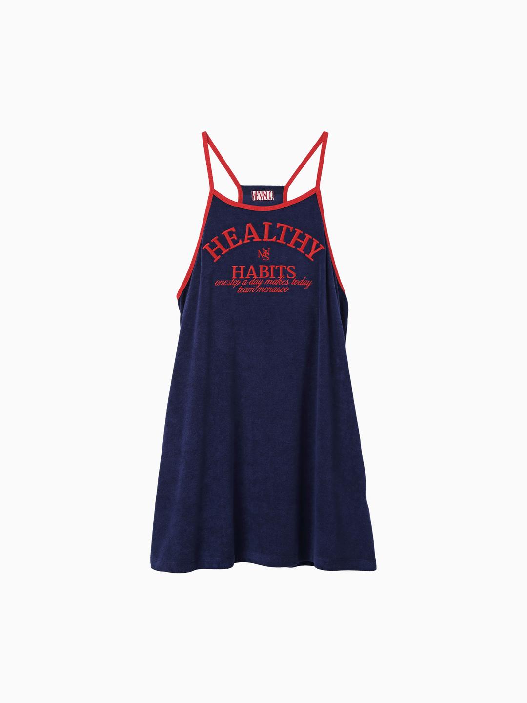 MENASOO SUMMER BASIC TERRY STRAP ONEPIECE_NAVY