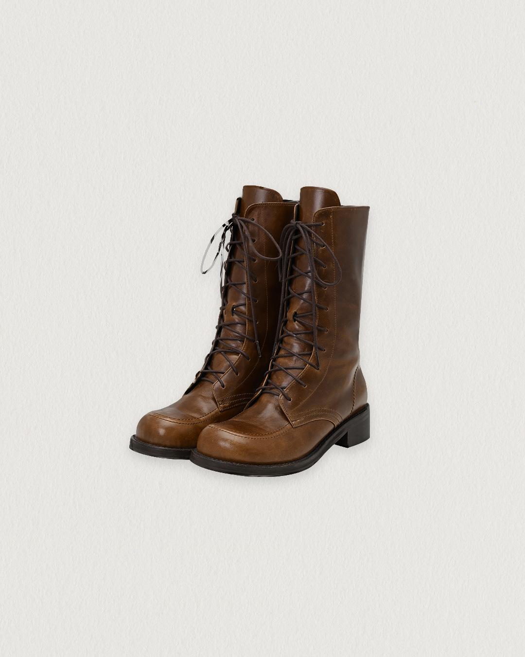 [Exclusive] flétta Handmade Lace-up Middle Boots_Brown