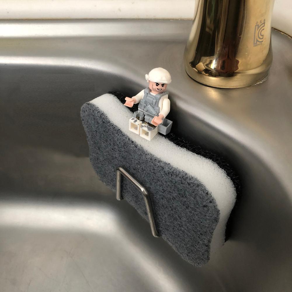 스틸 거치대 수세미 샤워타올 걸이 씽크대 샤워부스 접착식 무타공