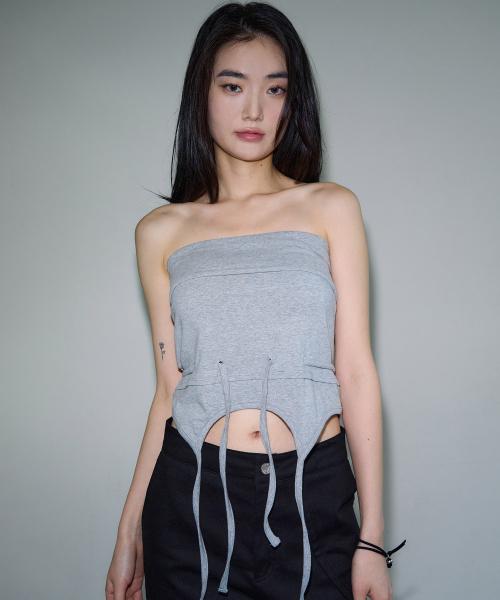 스트링 디폼 레이어 스커트 탑 [melange gray]